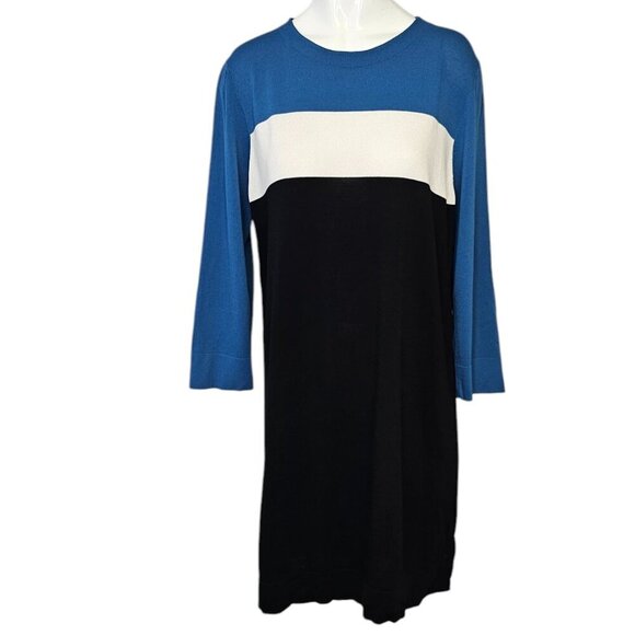 Diane Von Furstenberg Aina Color Block Mini Dress, 3/4 Sleeve, Stretch, Size L - Picture 1 of 10